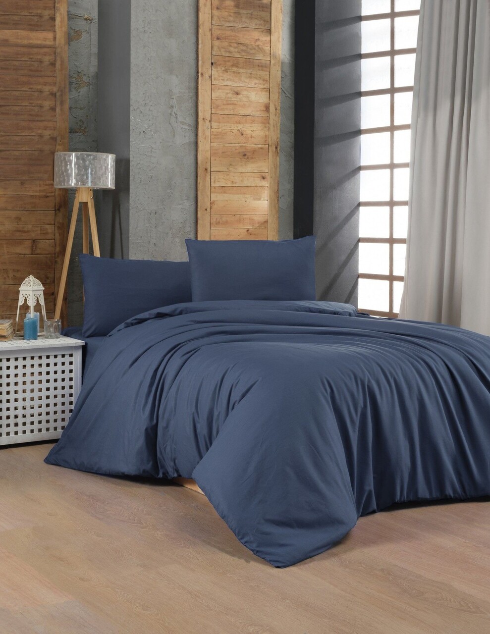Lenjerie de pat pentru o persoana (FR), L'essentiel Maison, Dark Blue, Albastru inchis - imagine 4